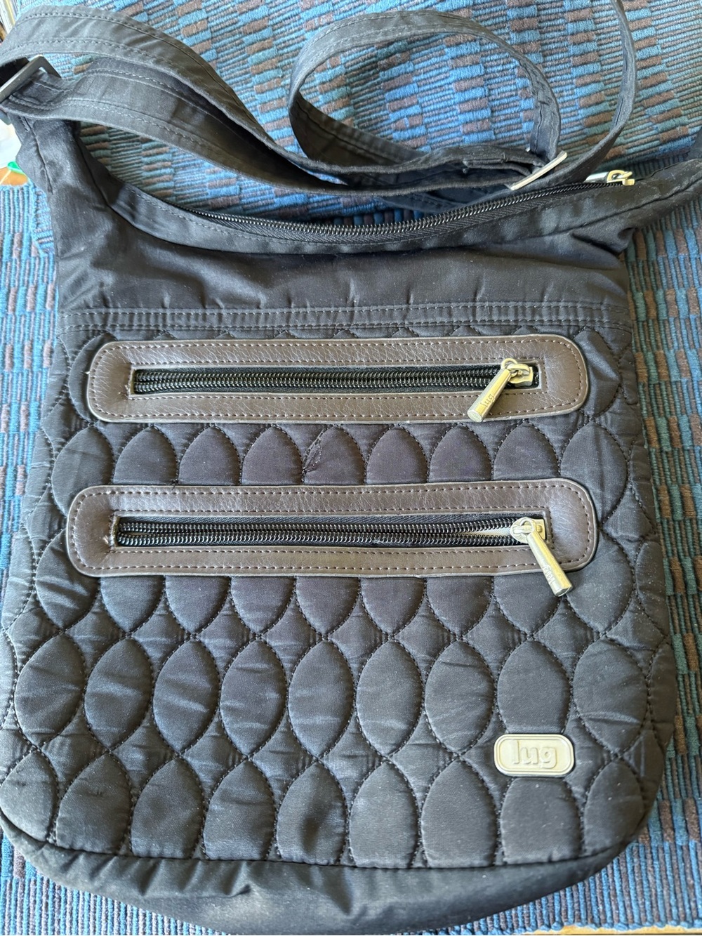 3 for$50❣️lug Quilted Crossbody Bag in Black with Brown Trim